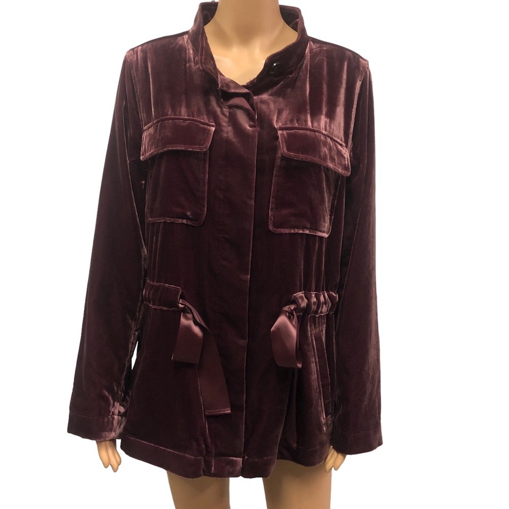 LOFT Velvet Utility Jacket in Deep Wine - L